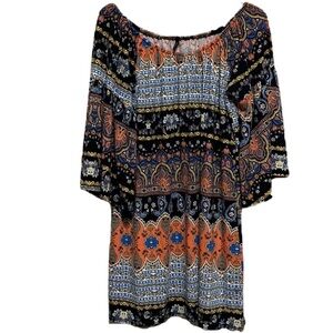 Women’s EMMA ROSE, Bell Sleeves, Scoop Neck, Shirt Dress, Multi Colors, Small